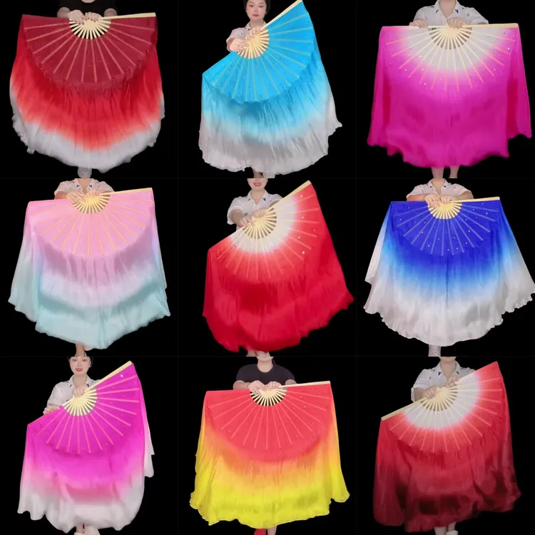 舞蹈扇子万疆真丝双面加大加长广场古典跳舞专用绸扇九儿表演道具