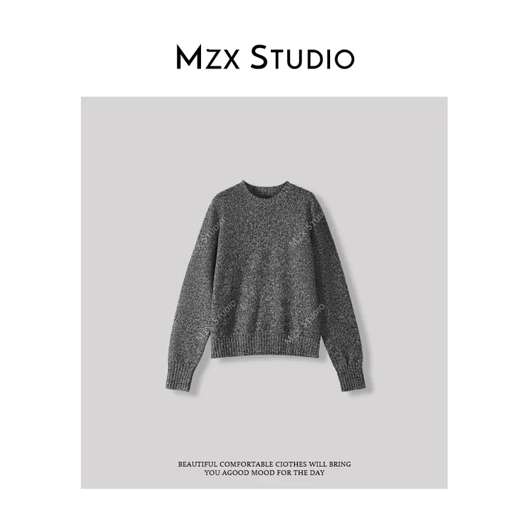 MZX秋冬100%羊毛软糯花纱色针织短款毛衣SY6951-W