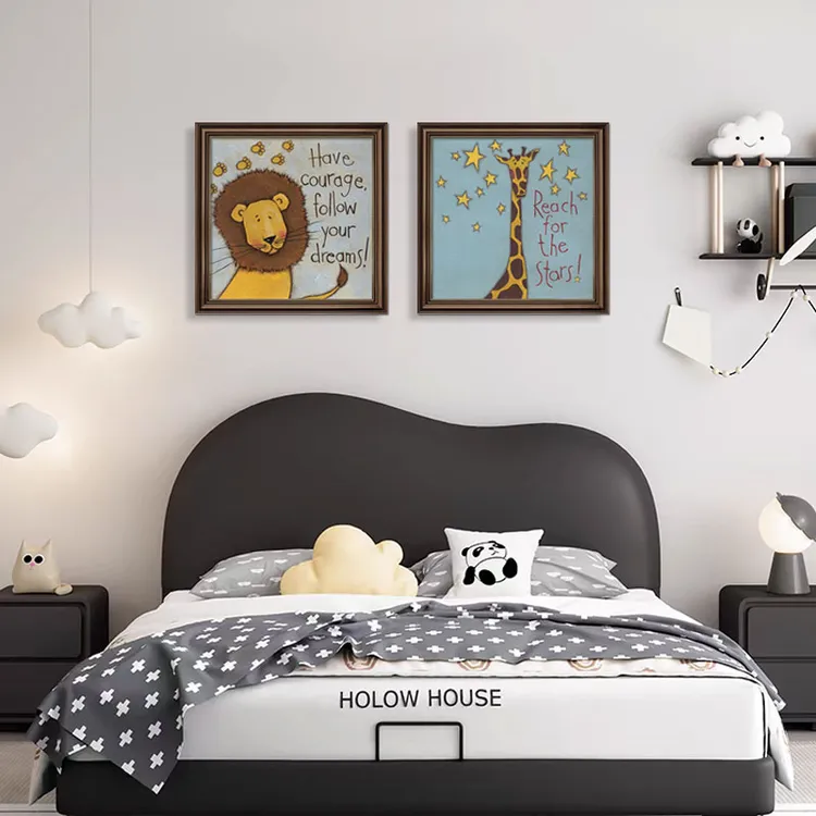 美式儿童房卧室装饰画床头小挂画女孩男孩卡通画装饰墙画动物壁画