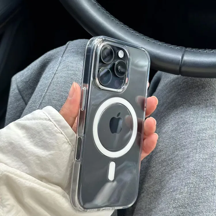 简约透明磁吸手机壳适用苹果16promax小众15pro简约14透明13Pro女