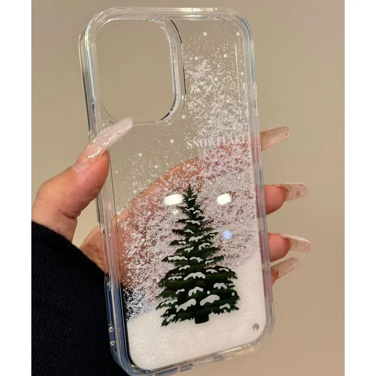 雪花圣诞树流沙适用iphone16promax苹果15手机壳14新款13软plus女