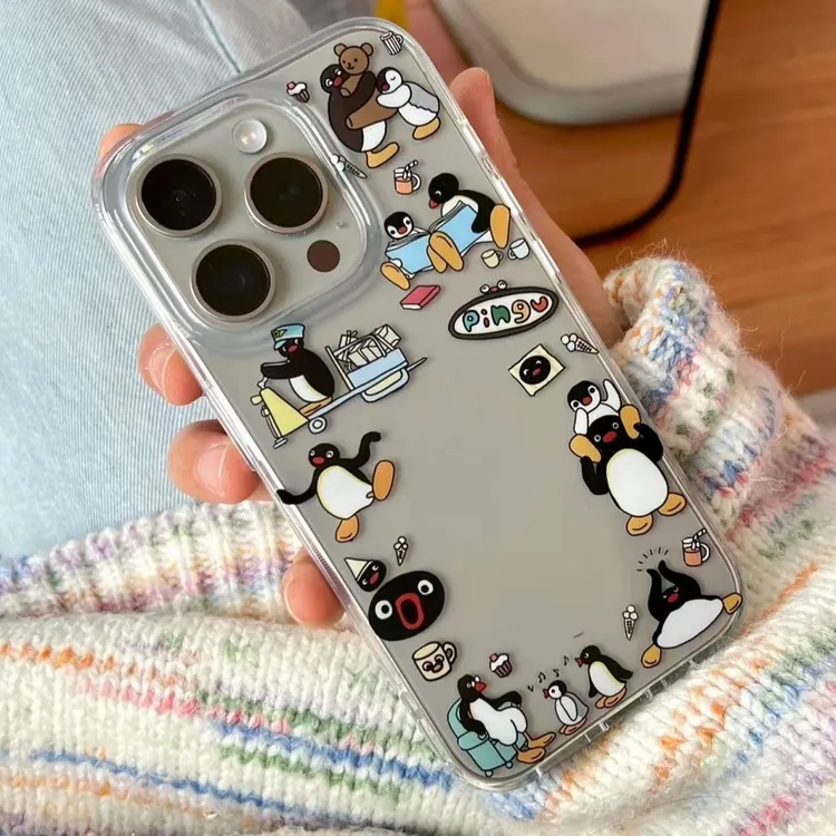 拍立得企鹅苹果15/14/13promax手机壳12/11pro大孔xr/xsmax软壳8p