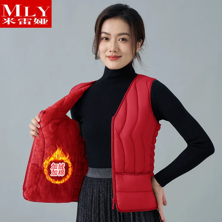 2025女士秋冬新款加绒棉马甲加厚大码中老年内穿保暖棉服马夹背心