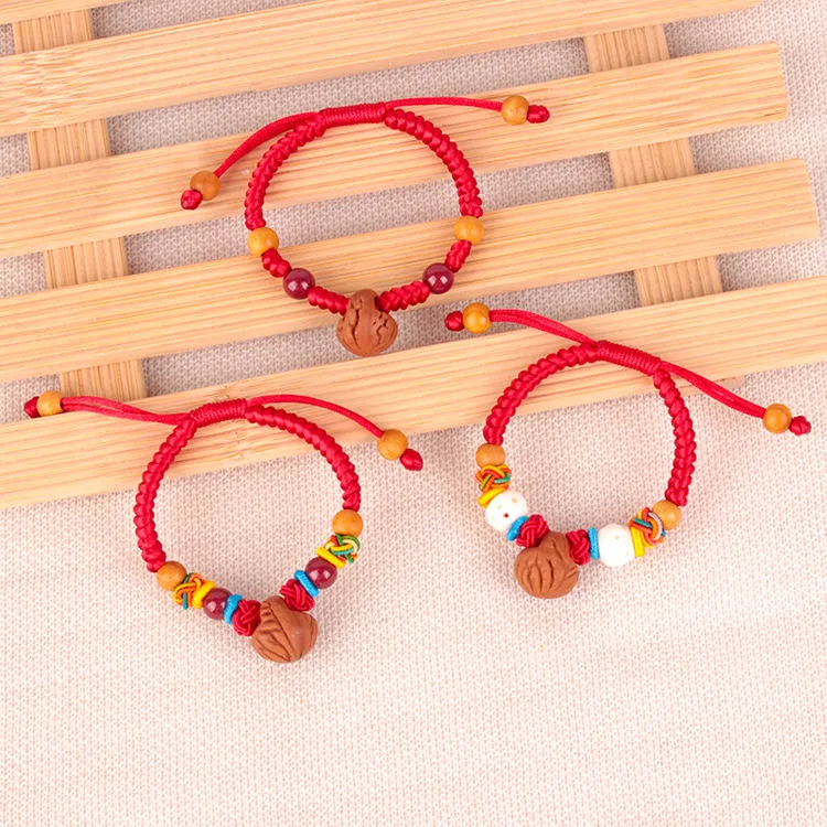 纯手工编织宝宝手链绳儿童端午压惊婴幼新生儿猪惊本命年红绳生肖