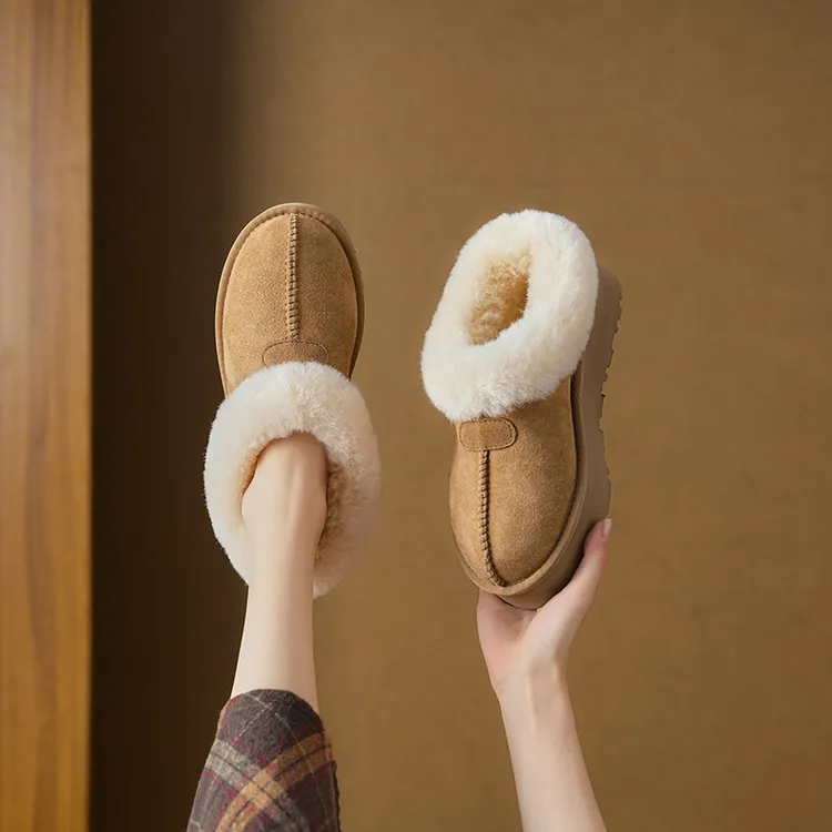 4810 栗色  新款女士时尚舒适厚底休闲外穿皮毛一体秋冬雪地靴