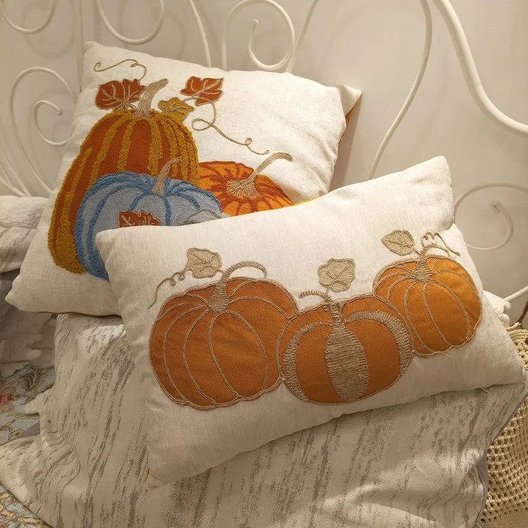 外贸单抱枕汽车抱枕靠背绣花南瓜抱枕一体一只装