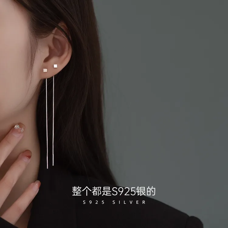 金美澳 925银耳饰 银饰流苏耳线2025新款爆款高级感长款耳链耳环