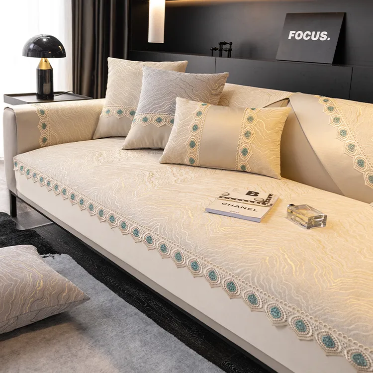 雪尼尔沙发垫四季通用高档防滑皮沙发套罩盖布靠背巾简约坐垫子