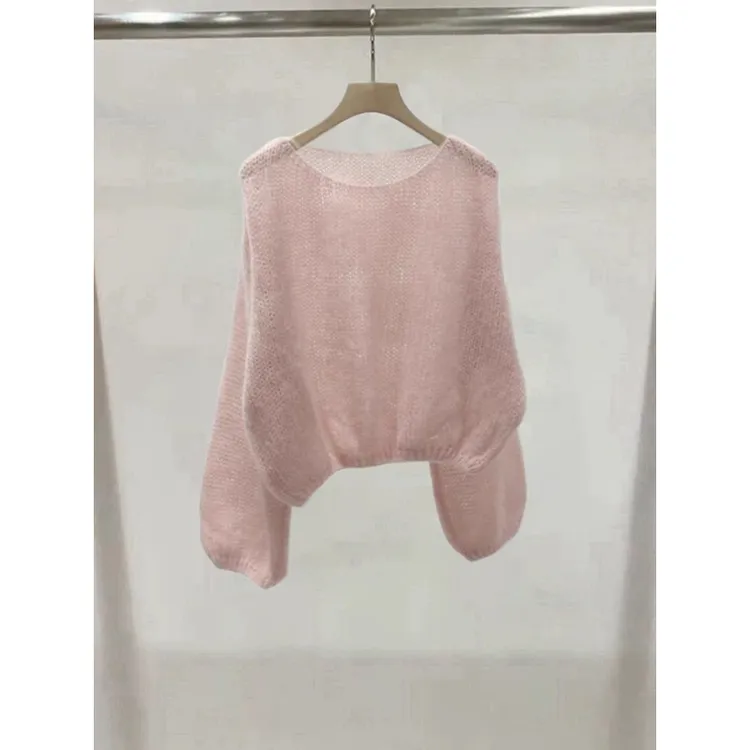 绝美，不能错过！！~粉色毛衣慵懒短款针织衫女宽松显瘦漂亮气质上衣