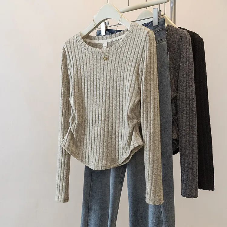 yoewshean/羽媗微胖妹妹大码女装新款百搭宽松显瘦长袖内搭打底衫