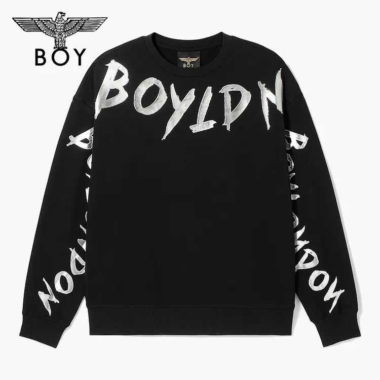 BOY潮牌卫衣情侣时尚春夏新款烫银印花职场穿搭圆领套头上衣