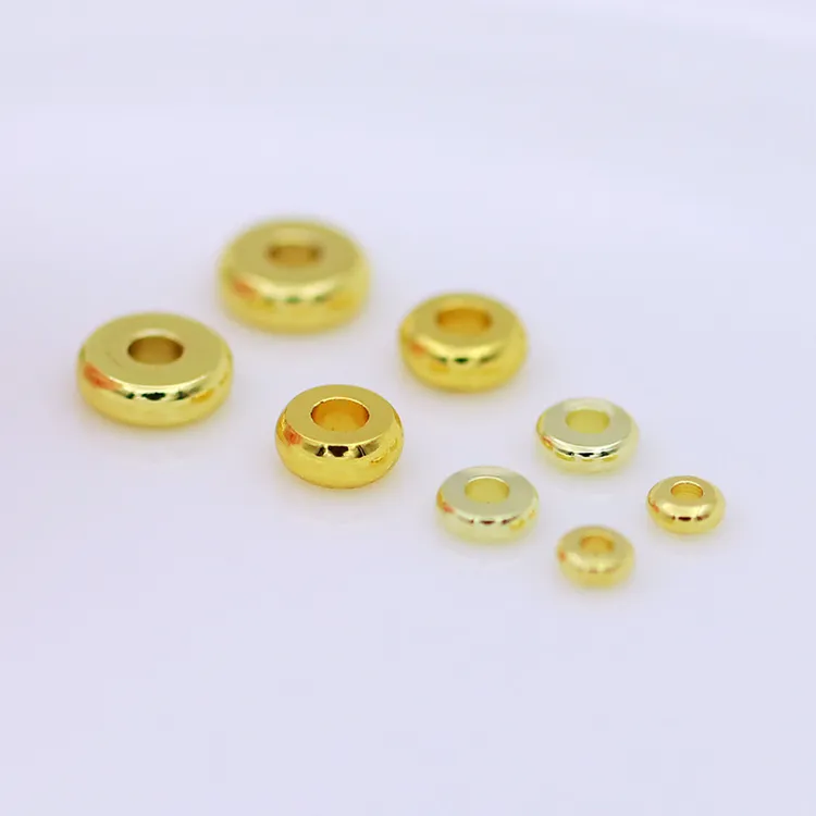 保色纯铜算盘珠隔片14k金面包圈垫片串隔珠diy