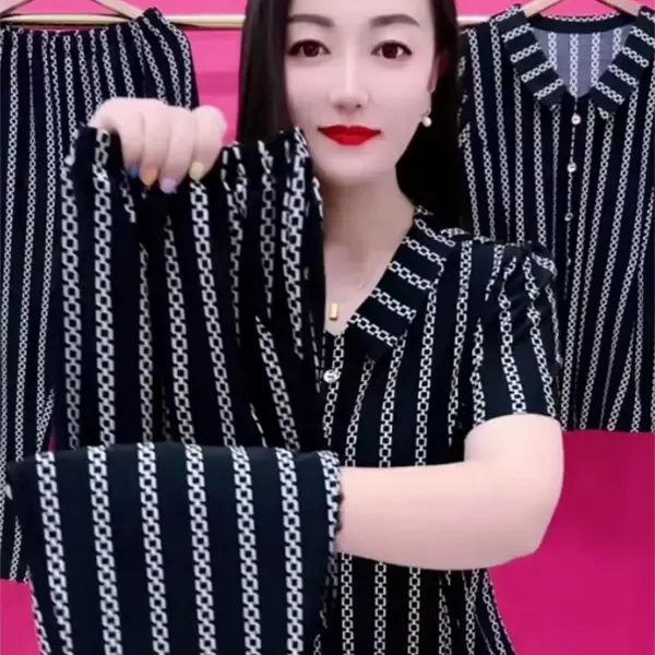 短袖翻领冰丝休闲套装女宽松舒适透气时尚减龄两件套2024夏季新款