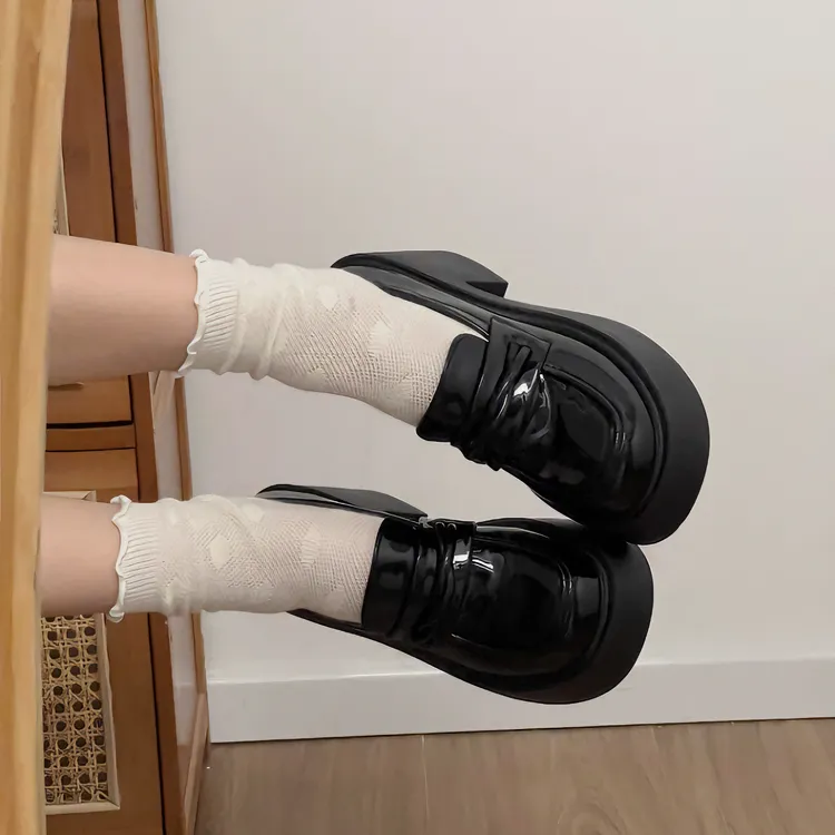 南在南方厚底圆头乐福鞋女款2025新款春秋百搭jk黑色玛丽珍小皮鞋