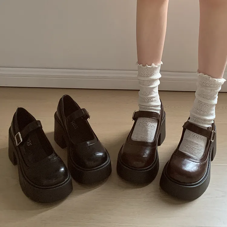 南在南方复古法式厚底小皮鞋女2025新款春秋粗跟jk玛丽珍浅口单鞋