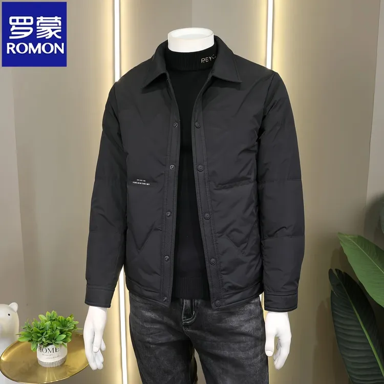 Romon/罗蒙羽绒服男士冬季新款夹克翻领商务休闲加厚冬装保暖外套