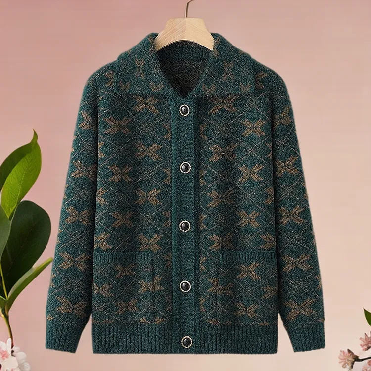 中老年人毛衣外套妈妈装秋冬季保暖衣奶奶装老人针织衫开衫老太太