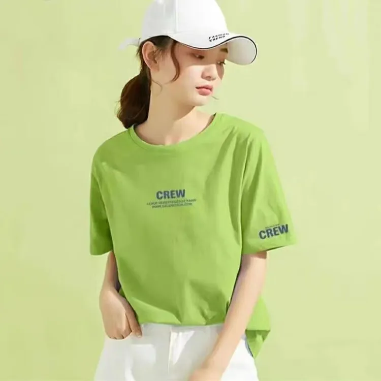女款【CREW 带袖标】彩虹纯棉短袖女夏季新款T恤圆领宽松显瘦印花
