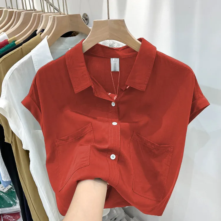 上衣设计感女小众雪纺衬衫女夏季新款女装时尚韩版宽松显瘦衬衣