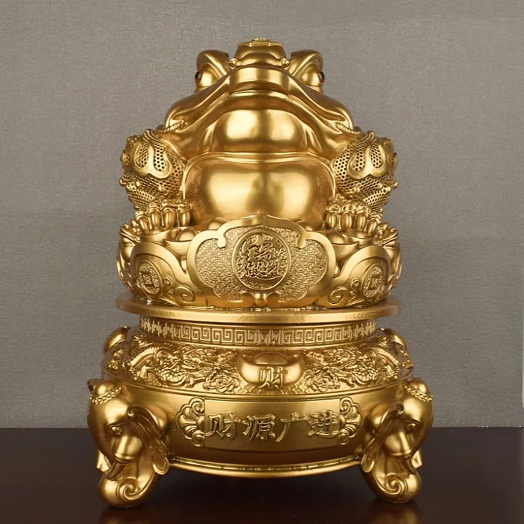 财源广进招财进宝鎏金铜金蟾摆件工艺品（可以360度旋转）