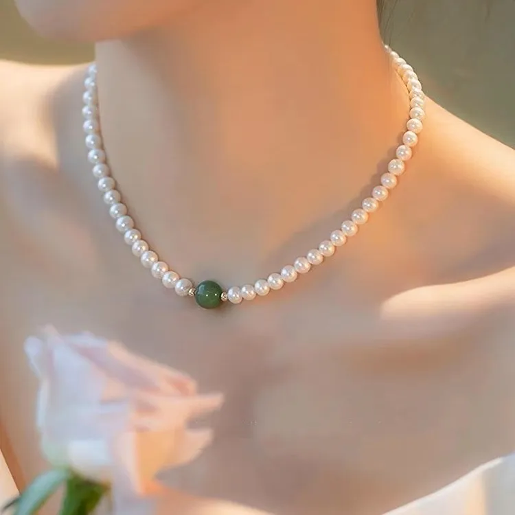 钛钢仿珍珠项链 时尚高级感转运贝珠项链女轻奢小众设计感锁骨链