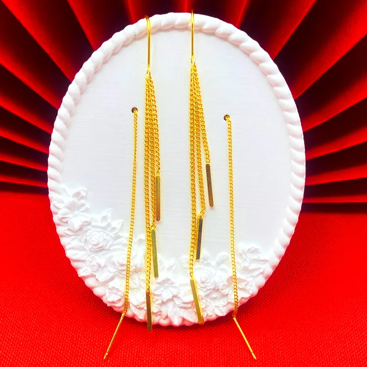 铜合金耳饰 【三线珠珠U型耳线】百搭气质精美优女款首饰品简约耳环