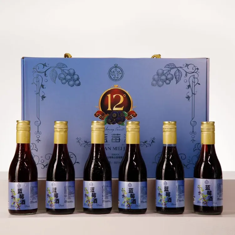 云南滇爷蓝莓酒高山蓝莓酒果酒半甜型12度微醺  187ml*6瓶