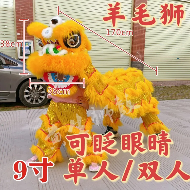 幼儿可眨眼舞狮头套装塑料醒狮道具用于表演