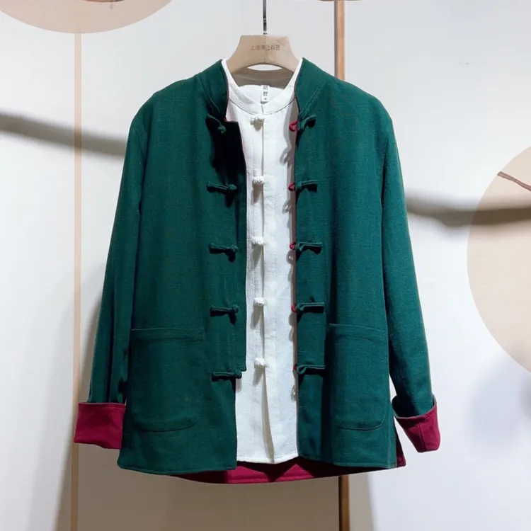 双面双穿912男士立领唐装外套休闲复古春秋季复古新中式外套
