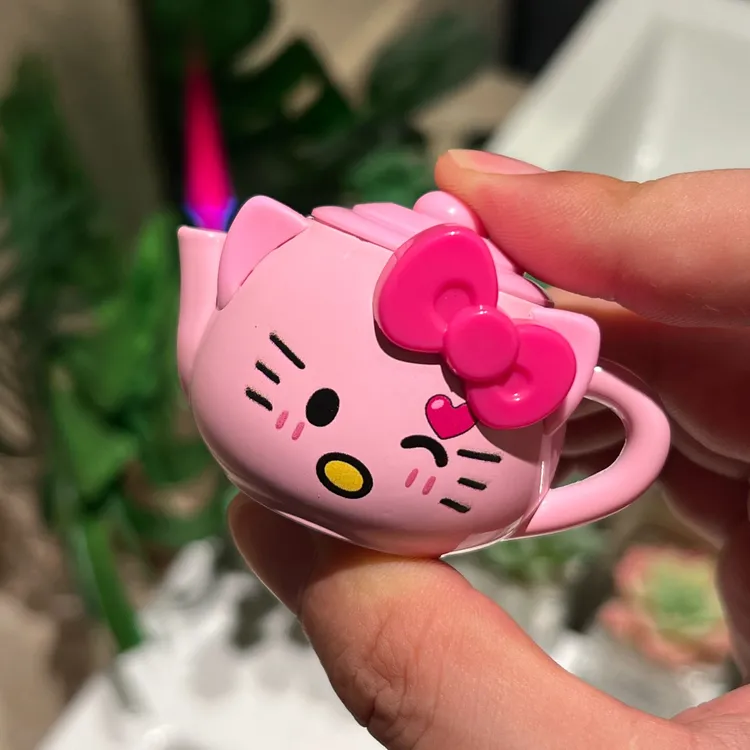 可爱卡通库洛米茶壶粉色火焰打火机kt猫茶壶打火机送男友火机礼物