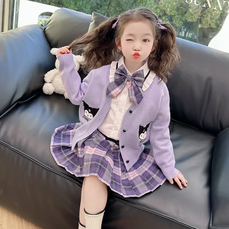 女童网红库洛米学院风JK三件套2025新款儿童洋气春装宝宝春秋套装