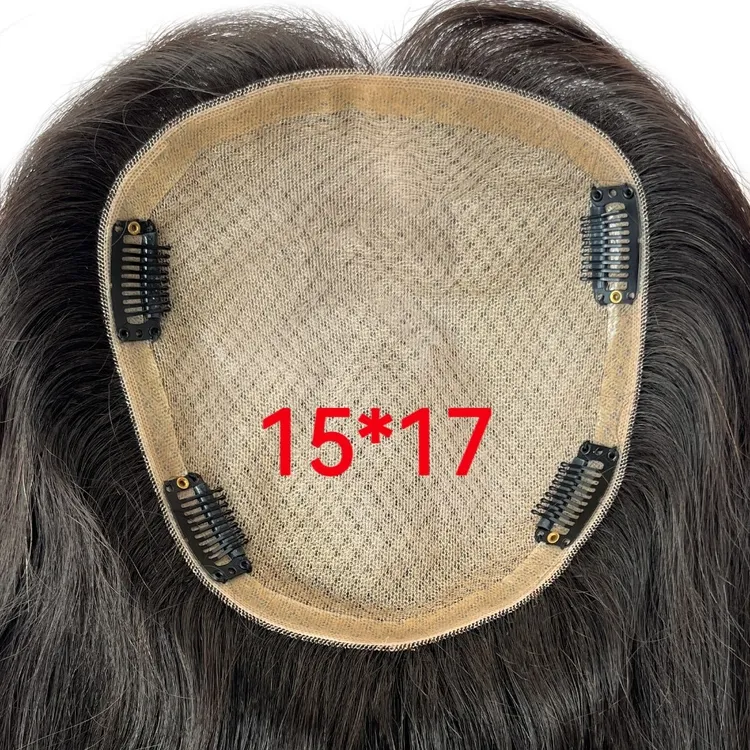 双递针大面积15*17真发假发片头顶补发片手织假发片100%全真发
