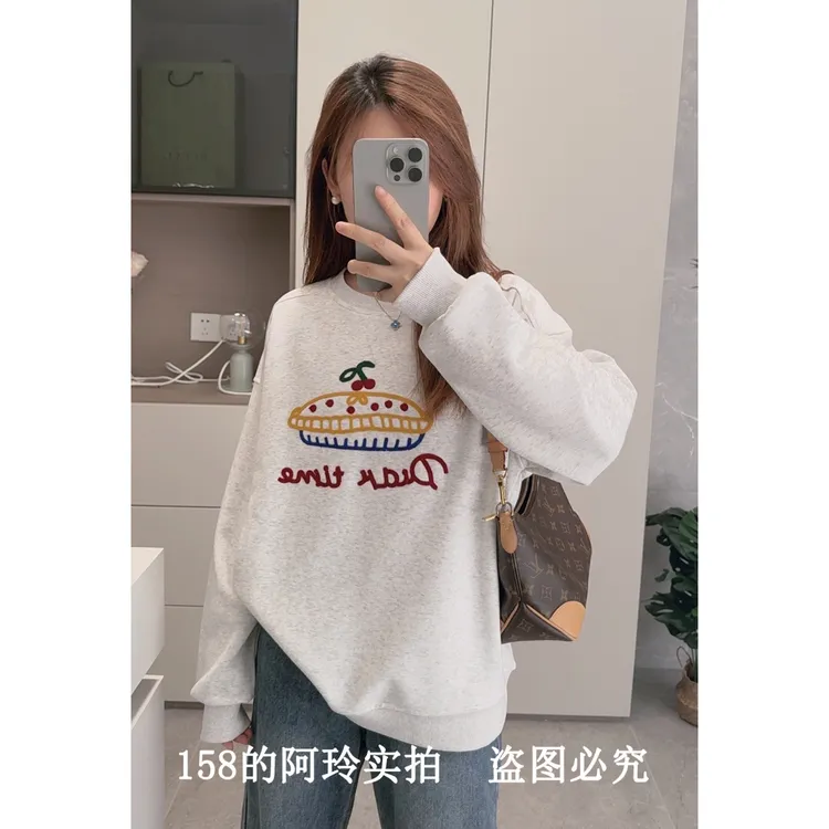 【阿玲实拍】圆领套头百搭通勤卫衣春秋女装2025年新款宽松韩版上衣