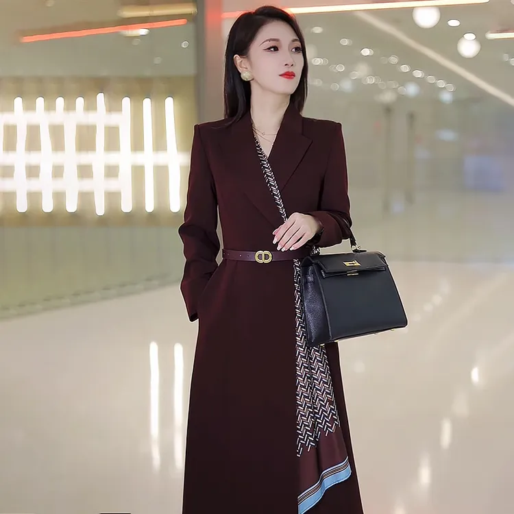 女装新款2025秋冬季新款高端气质优雅通勤中长职业西装连衣裙