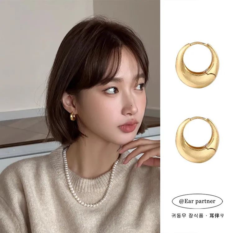 铜合金耳饰 耳环女高级感法式耳圈2024新款金色圈圈耳饰耳扣耳钉