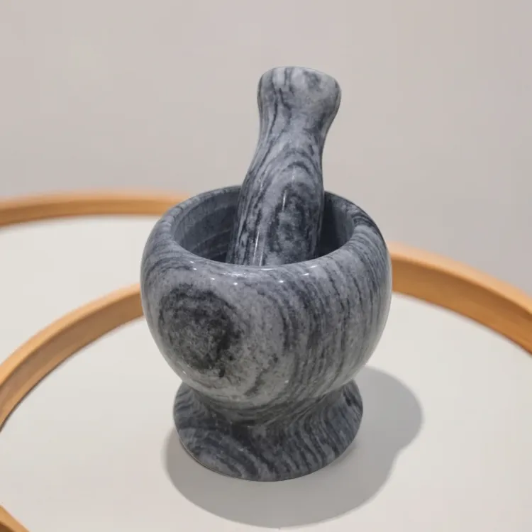 天然大理石石头老式捣蒜器石臼家用蒜泥器蒜蓉压蒜器蒜臼子擂钵