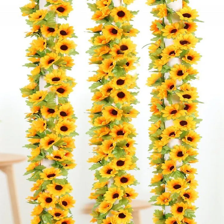 仿真太阳花藤条向日葵花藤立体藤蔓室内壁挂空调管道遮挡装饰花条