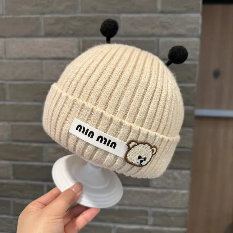 宝宝帽子秋冬款毛线帽婴幼儿可爱卡通针织护耳帽男女童时尚套头帽