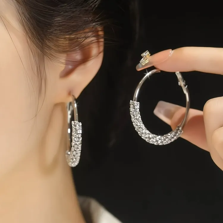 铜合金铅玻璃耳饰 圈圈耳环女潮韩国气质个性时尚大耳圈耳饰耳钉