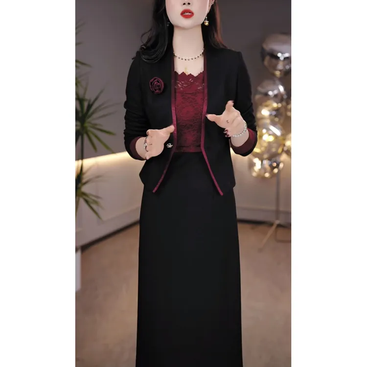 勇华玥上小外搭套装裙女2024新款一整套入秋穿搭爆款连衣裙两件套