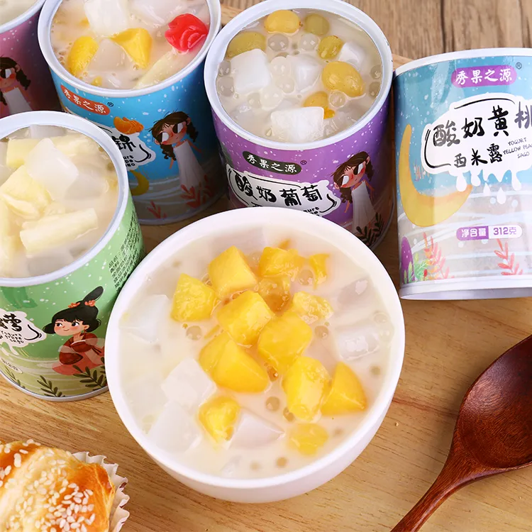 【六种口味】秀果之源黄桃水果西米露312gX6罐酸奶水果菠萝橘子罐头
