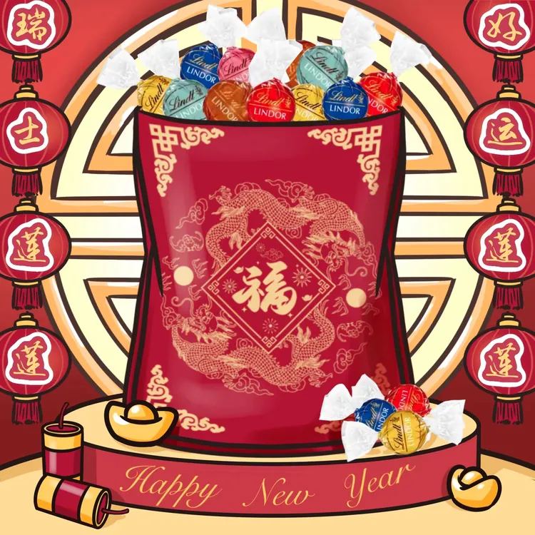 【新年】Lindt瑞士进口瑞士莲精选软心巧克力混合5种口味礼袋