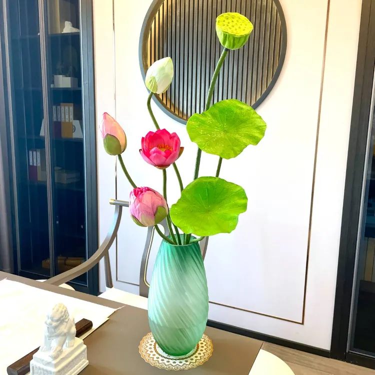 荷花仿真花莲花新中式婚礼插花手工饰品高端品质客厅上档次假花