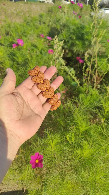 桃核文玩小钱袋子手工双棒蝴蝶串