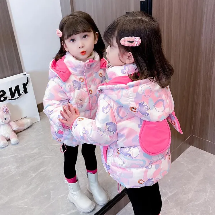 巴拉优选女童棉服冬装2024新款洋气加绒儿童装棉袄女宝宝冬季加