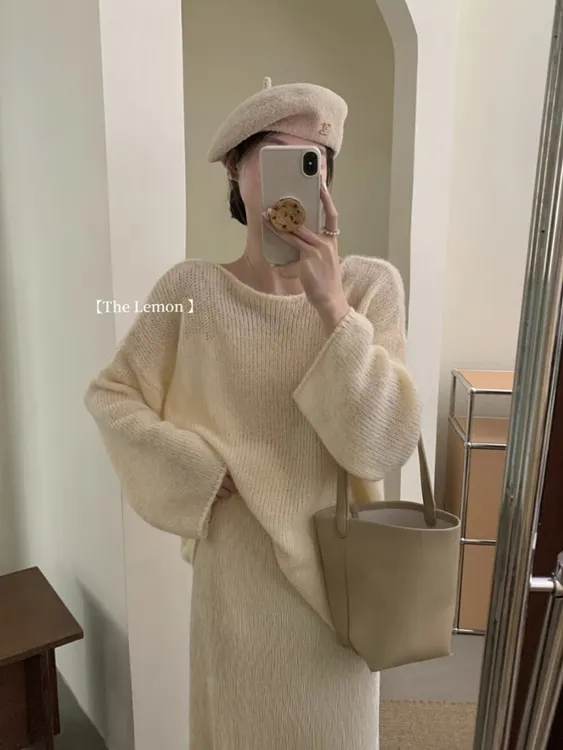 慵懒风软糯马海毛毛衣女秋冬奶fufu宽松显瘦针织衫温柔氛围感上衣