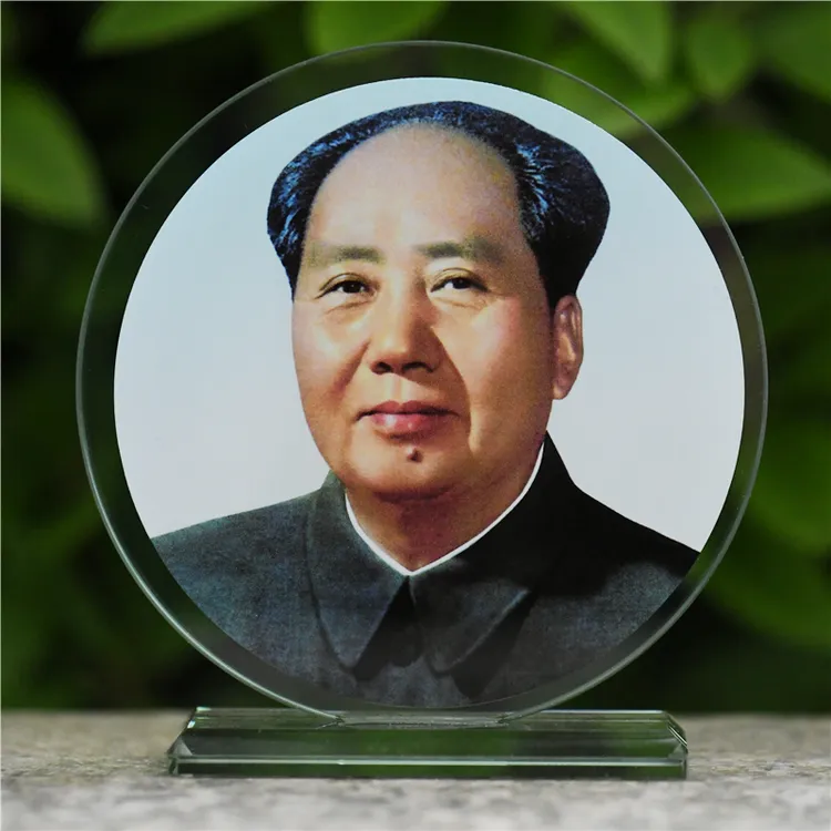 毛主席像透明水晶摆件家居客厅书房装饰办公室伟人高档圆形摆饰
