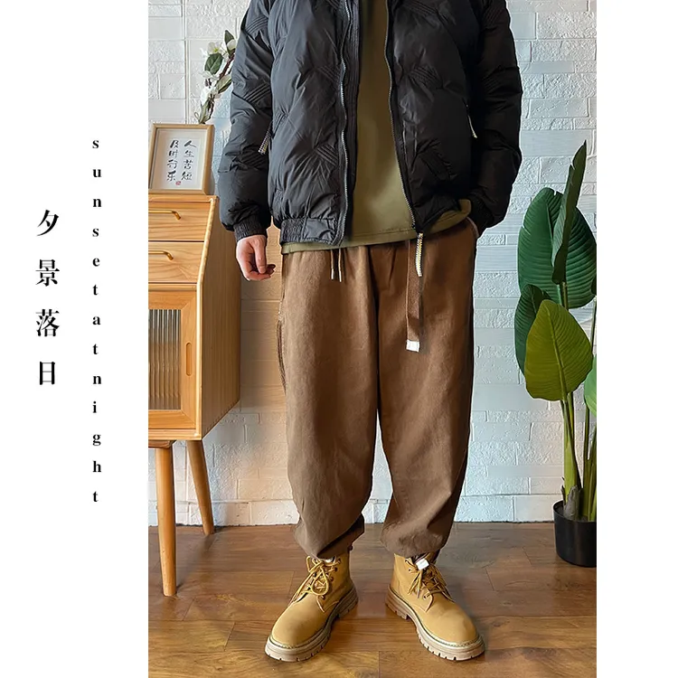 【270斤可穿】简约百搭阔版机能卡扣腰带工装中性风长裤裤子3801