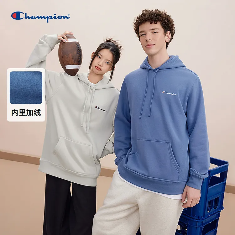 【小串标加绒连帽卫衣】Champion冠军情侣刺绣LOGO百搭休闲运动长袖