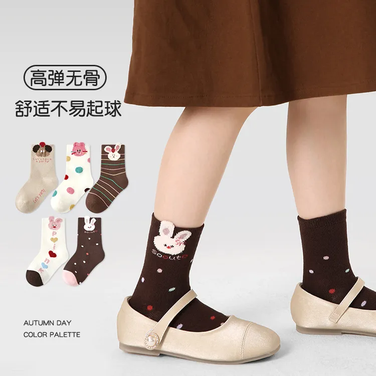 儿童袜秋季薄款彩虹波点短袜立体卡通宝宝袜棉无骨女童袜